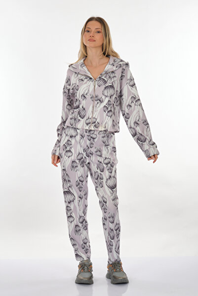 Perspective oversized Crop Γυναικείο Παλτό - Μινιμαλιστικό Μοτίβο Λουλουδιών - Casual Sports