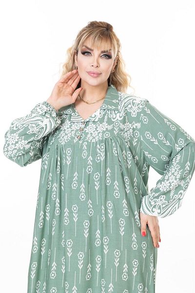 mervemoda γυναικείο μακρυμάνικο plus size υφαντό καλοκαιρινό μακρυμάνικο φόρεμα