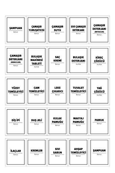 Janset Bathroom Organizer Sticker Set 25 Pcs Water-Proof Opaque Sticker