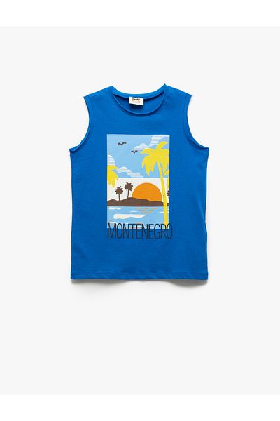 Koton Tricou din bumbac, fără mâneci, cu decolteu, cu imprimeu