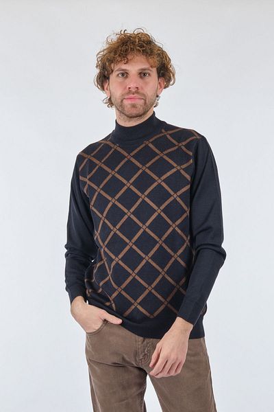 Barca Half Fisherman Patterned Long Sleeve Claret Red Men's Sweater2224130