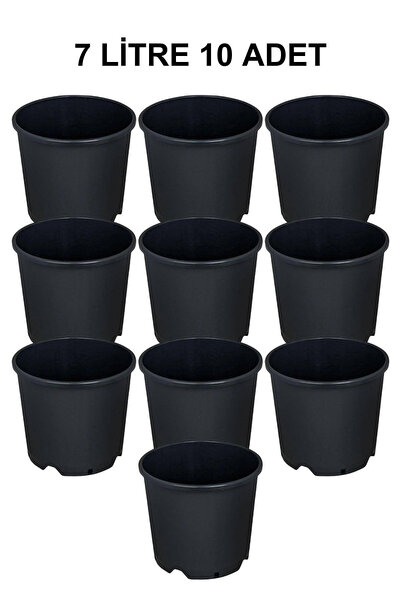 Grow Wizard Plastik Yuvarlak Saksı 7 Litre 10 Adet