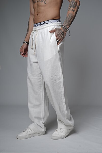 Butik TREND BİZ Еластичний пояс і шнурок Баггі без лайкру Лляна тканина Чоловічі штани