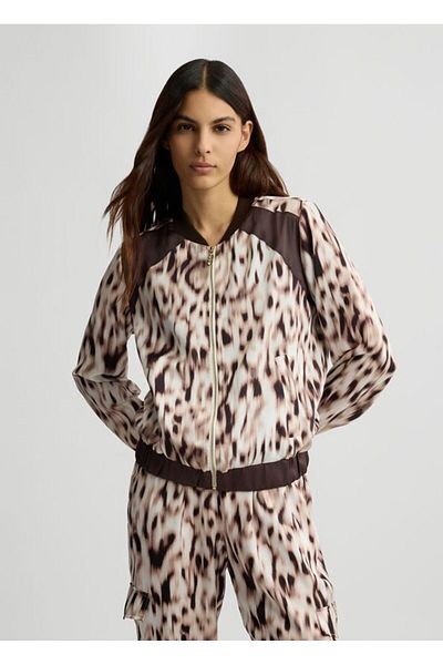 Liu Jo Women's Regular Fit Leopard Print Zippered Elastic Waist Long Sleeve Multicolor Jacket Ta5197Ts964-M9