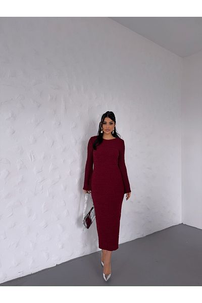 KENZARRO Rochie de damă cu mâneci cu model din tul lung tricotaj