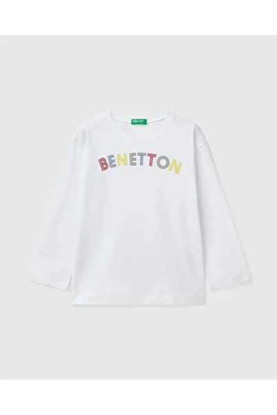 United Colors of Benetton Μακρυμάνικο μπλουζάκι με λογότυπο Benetton για αγόρι