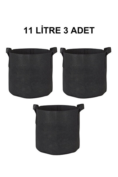 Grow Wizard Kumaş Saksı Pot 11 Litre 3 Adet