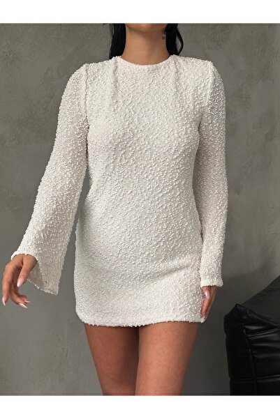 kenza'a Γυναικείο Μίνι Φόρεμα με μοτίβο ισπανικό πλεκτό με χαμηλή πλάτη