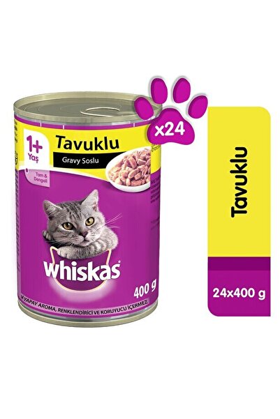 Whiskas Tavuklu Yetişkin Kedi Konserve Yaş Maması 24x400 gr