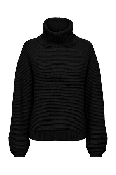 ONLY Pulover de damă negru tricotat cu guler înalt 15294486