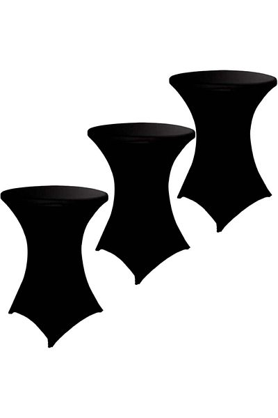 Quasar & Co. Set 3 Huse Masa Evenimente,elastice,pentru Masa Cocktail,d 75-85cm,h 110-120cm,negru