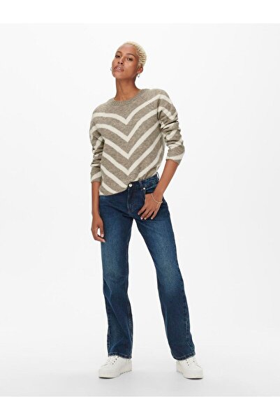 ONLY Мінімалістичний смугастий V-подібний комір, довгі рукави, жіночий светр