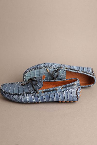 Gondol Loafer clasic pentru bărbați din piele naturală Blue Croco 42 ttx.20184