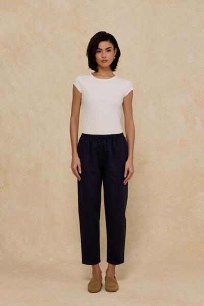 Merve Gültekin İthal Polyviscon Kumaş Jogger Pantolon Siyah