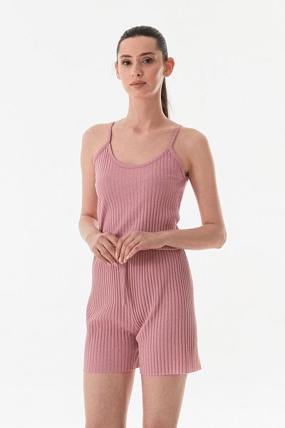 Fulla Moda طقم شورت بحزام حبل مضلع