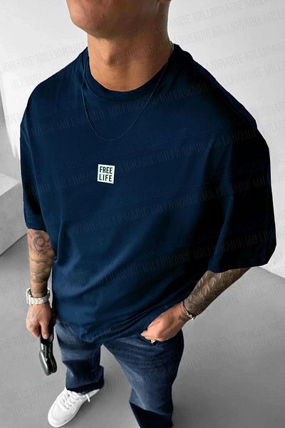 Teenage Millionaire Ανδρικό μπλουζάκι Salas με λαιμόκοψη μπλε Navy Blue Free Life