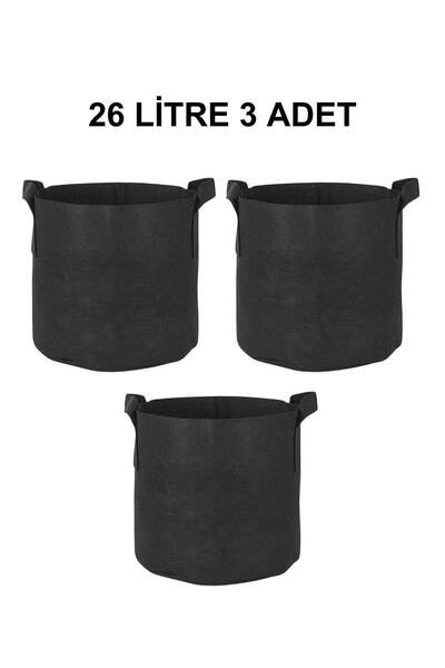 Grow Wizard Kumaş Saksı Pot 26 Litre 3 Adet