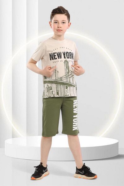 BUUFUU Summer Kids Short Sleeve Shorts Crew Neck Printed T-Shirt Bottom Top Set