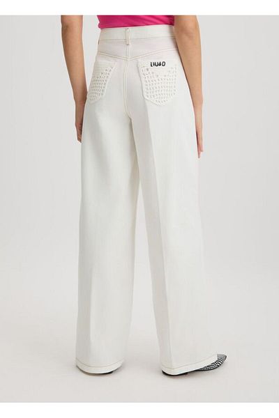 Liu Jo High Waist Wide Leg - Women's White Pants Back Pocket Girdling Wa5445T1757