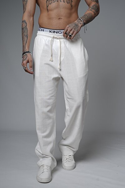 Butik TREND BİZ Еластичний пояс і шнурок Баггі без лайкру Лляна тканина Чоловічі штани