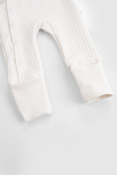 Little Gusto Quilted Ecru Baby Rompers with Booties and Gloves