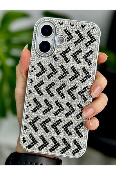 Go Aksesuar حافظة سيليكون متوافقة مع هاتف Iphone 16 بتصميم ماسي مرصع بأحجار الراين اللامعة