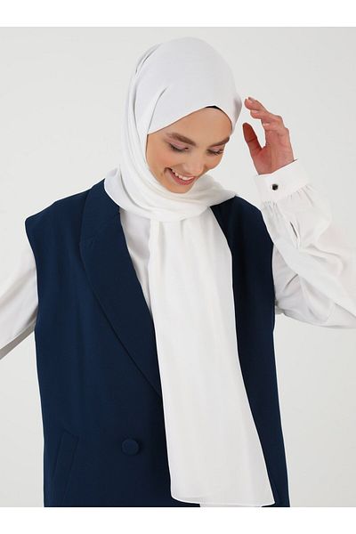 Tuva Şal Şal creponat - alb -