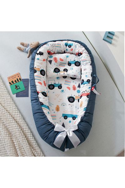 Choice Blue Car Baby Nest For Co Sleeping Newborn Baby Lounger Cotton Breathable Adjustable Baby Crib In Be