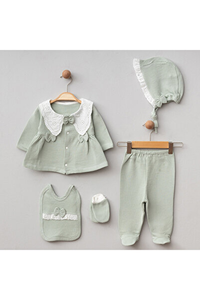 Pure Kids Store مجموعة من 5 قطع من نسيج الوافل بياقة صدفية للفتيات الصغيرات م...