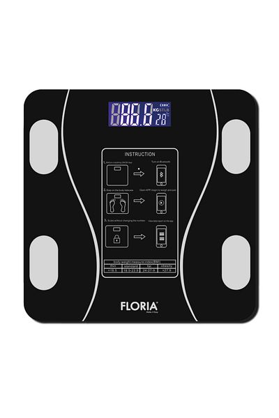 Floria Zilan ZLN8962 body scale made of tempered glass, capacity 3-180kg, OKOK Application, LCD Display