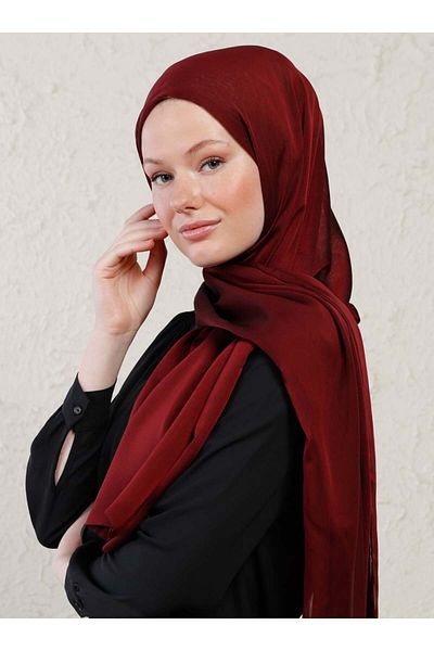 Tuva Şal Janjan Double Layer Shawl - Claret Red -