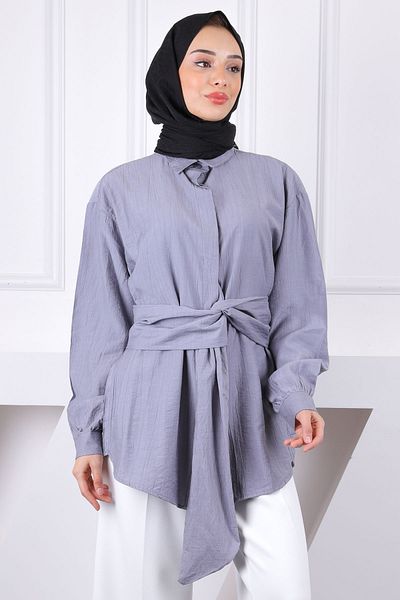 İmajButik Μοντάλ πουκάμισο με γκρι ζώνη μέσης