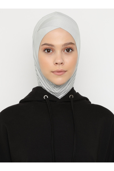 Ecardin عمامة رياضية مخططة - طراز 298 باللون الرمادي الفاتح