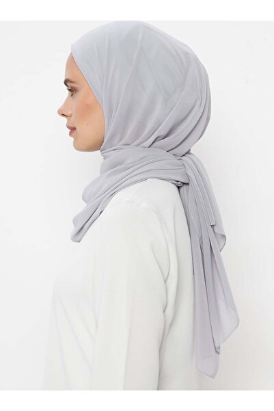 Ecardin Boneli Şifon Şal - Açık Gri -