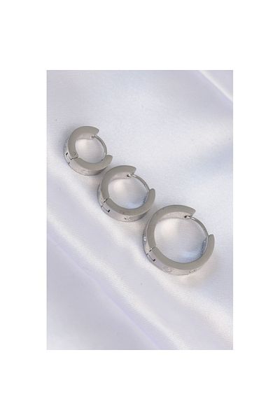 Skygo 316L Steel Silver Color Zircon Stone Model 3-Piece Hoop Earrings - Tj-Bkp9008