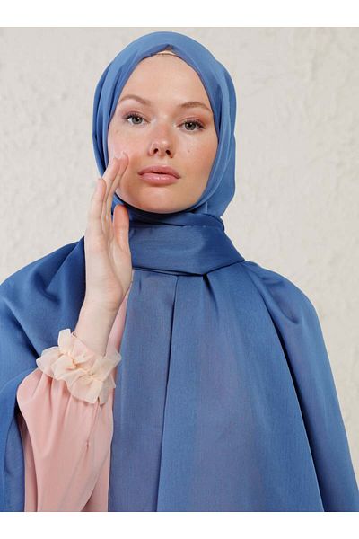 Tuva Şal Janjan Double Layer Shawl - Indigo -