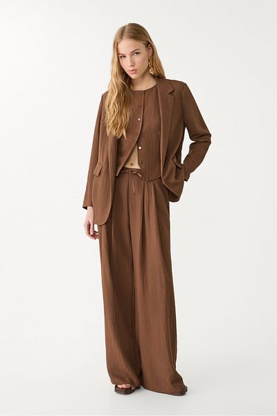Stradivarius Textured drawstring trousers