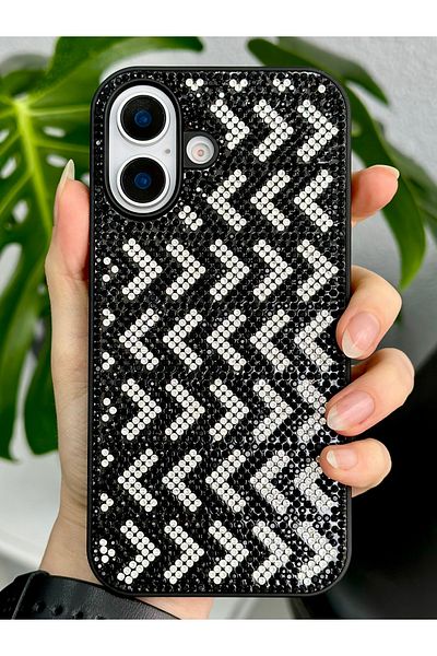 Go Aksesuar حافظة سيليكون متوافقة مع هاتف Iphone 16 بتصميم ماسي مرصع بأحجار الراين اللامعة