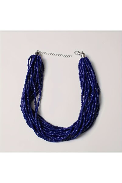 Choice قلادة Zhang Blue النابضة بالحياة متعددة الخيوط من الخرز الزجاجي بتصميم...