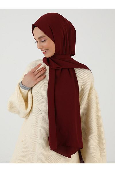 Tuva Şal Crepe Shawl - Claret Red -
