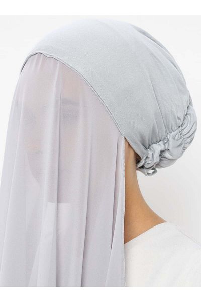 Ecardin Bonnet Chiffon Shawl - Light Gray -
