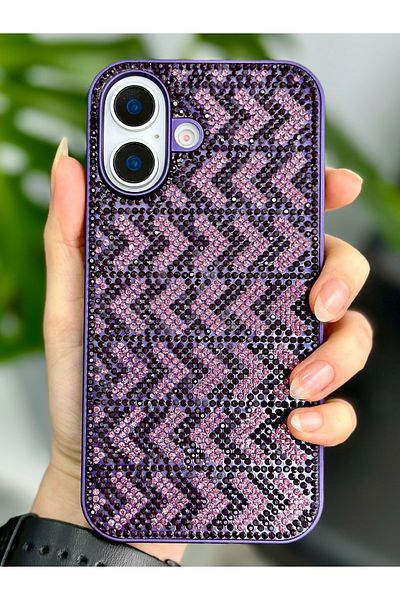 Go Aksesuar حافظة سيليكون متوافقة مع هاتف Iphone 16 بتصميم ماسي مرصع بأحجار الراين اللامعة