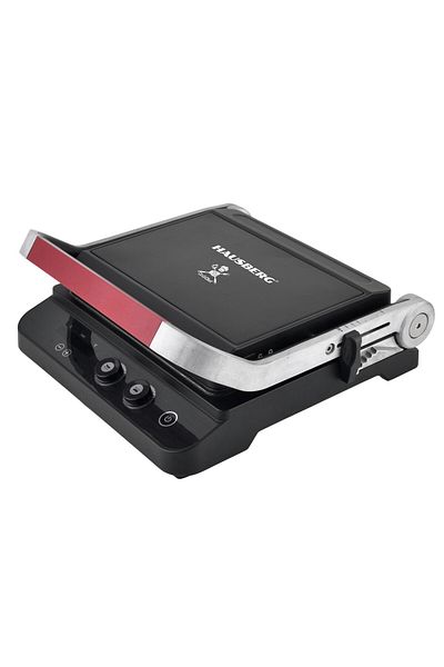 Hausberg Sandwich Maker & Grill Hb-636ng, 1650-2000w, Termostat Reglabil, Buton De Control, Afisaj Led, Inox