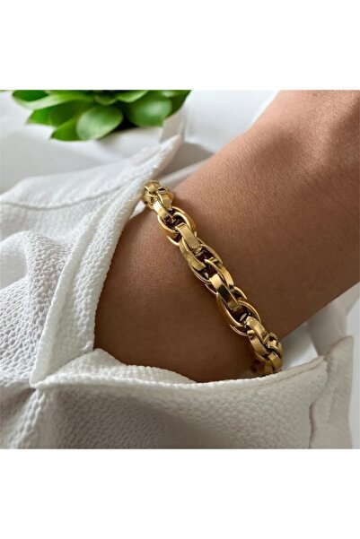 Perle Norie Gümüş Kaplama İç İçe Geçmeli Zincir Halat Unisex Çelik Bileklik halat model