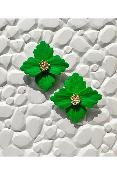 ACCESSORY Green flower earrings