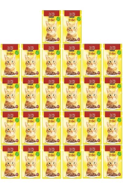 Friskies Purina Friskies Sığır Etli Soslu Pouch Yetişkin Kedi Yaş Maması 26 X 85 G