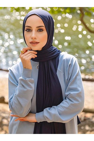 Tuva Şal Flexible Jersey Viscose Shawl - Navy Blue - Canvas
