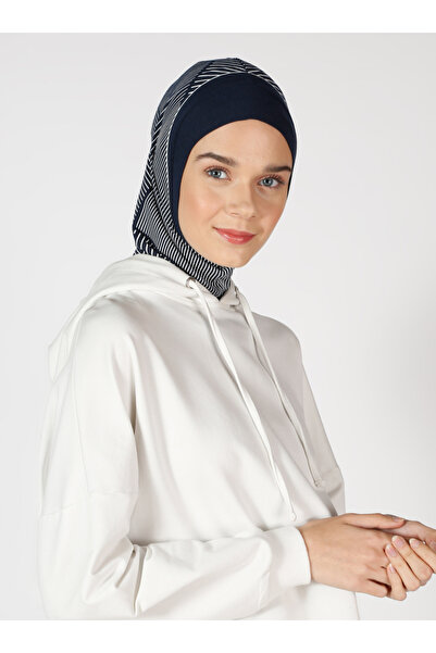 Ecardin عمامة رياضية مطبوعة بخطوط - ST307 أزرق داكن