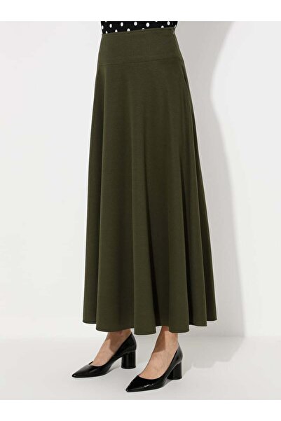 Miss Cazibe Women's Khaki Flared Skirt