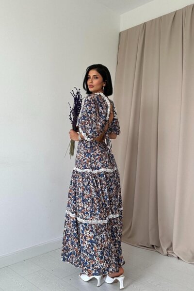 ETİLER COLLECTION Aesco Patterned Backless Embroidered Dress